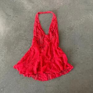 Victoria's Secret Lace Net Red XL vintage y2k Christmas Lingerie